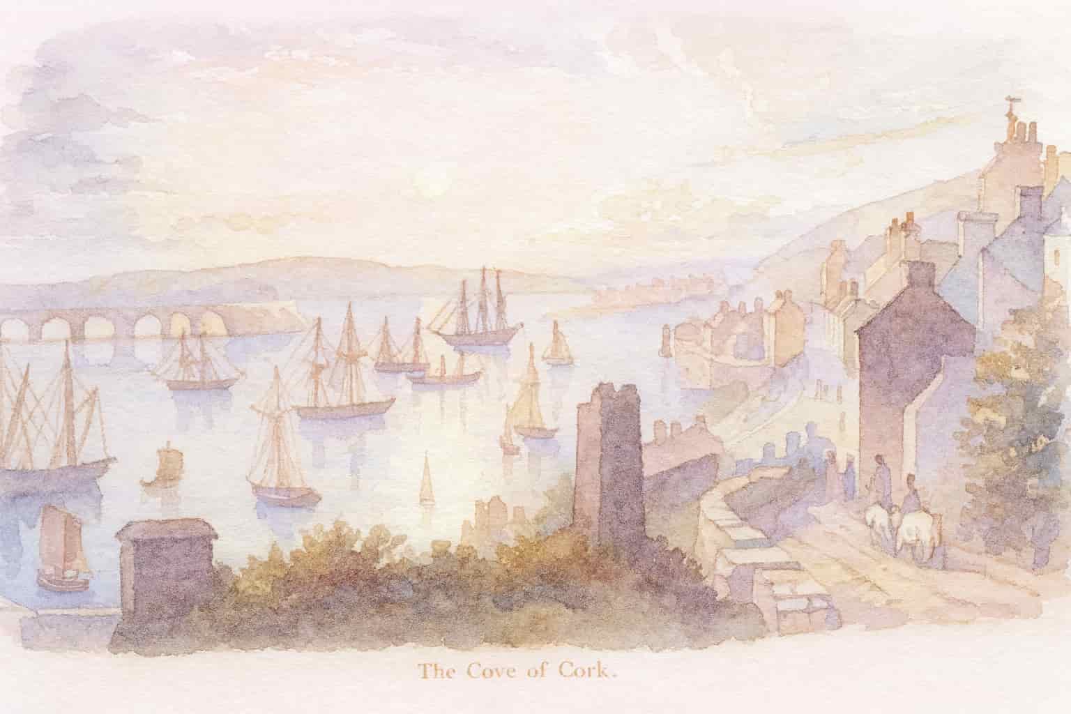 AI created image from sketch Cove of Cork - Dublin Penny Journal 18 August 1832