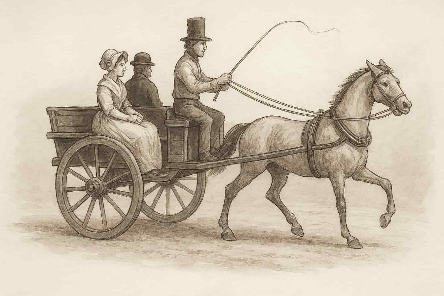 AI created image of a jaunting car - Dublin Penny Journal 18 August 1832