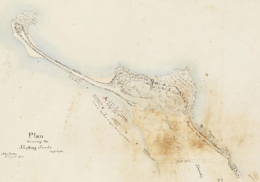 Plan showing the Shifting Sands, John Edward Newell Bull, 1850