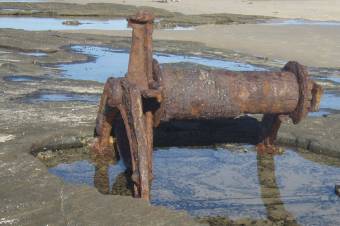 Remains of gravel winch on the beach at Norah Head